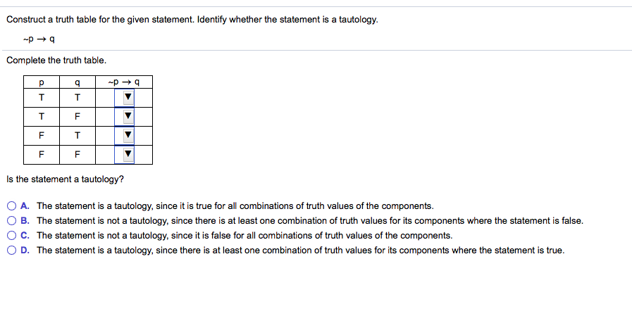 Solved Construct A Truth Table For The Given Statement Chegg