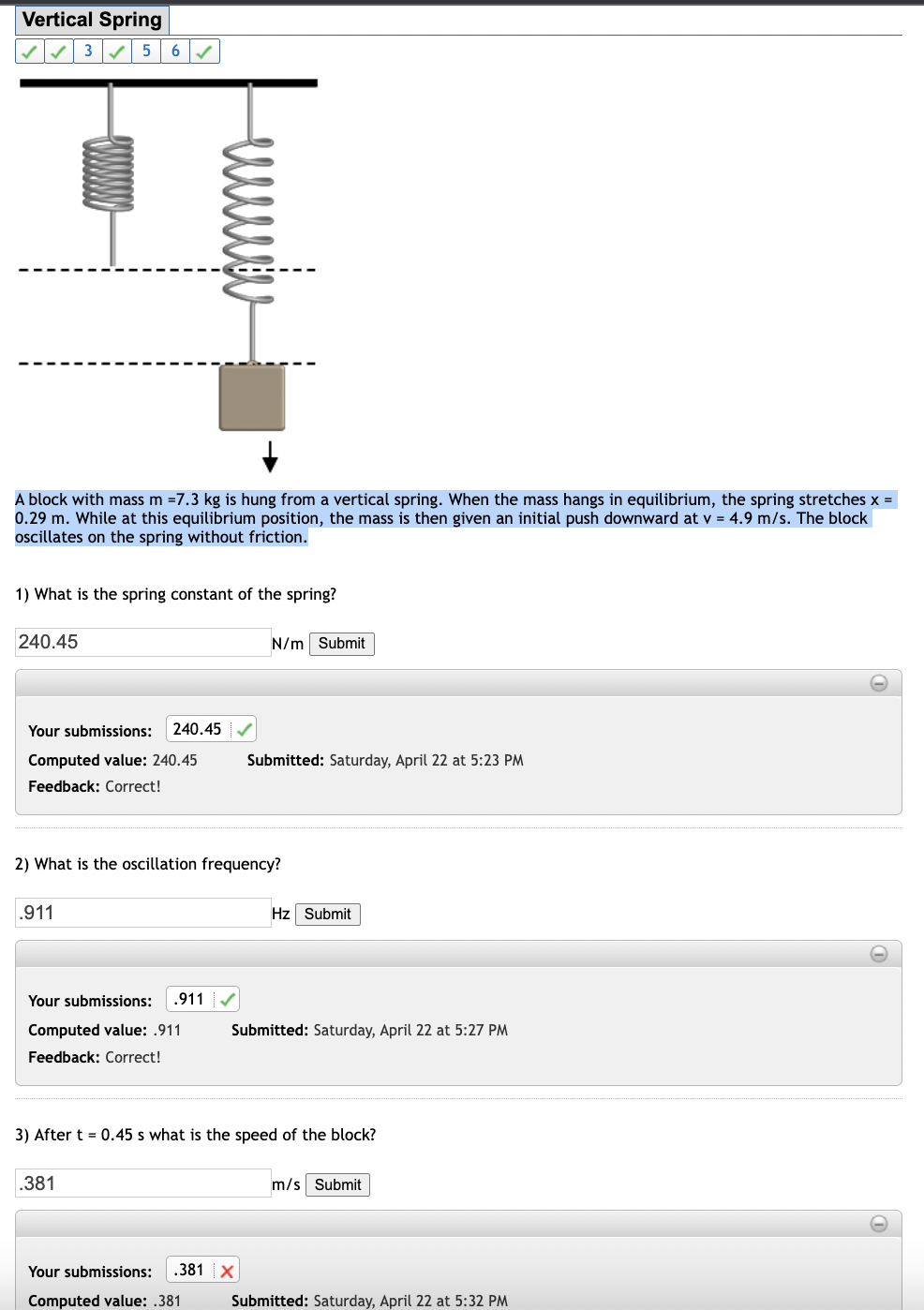 Solved A Block With Mass M Kg Is Hung From A Vertical Chegg