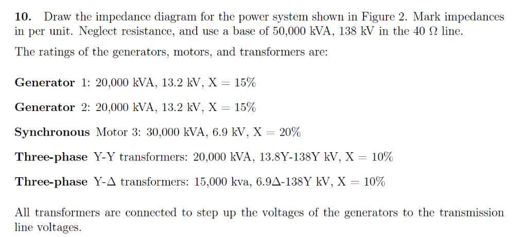 Impedance Diagram Of A Power System Solved Draw An Impedance