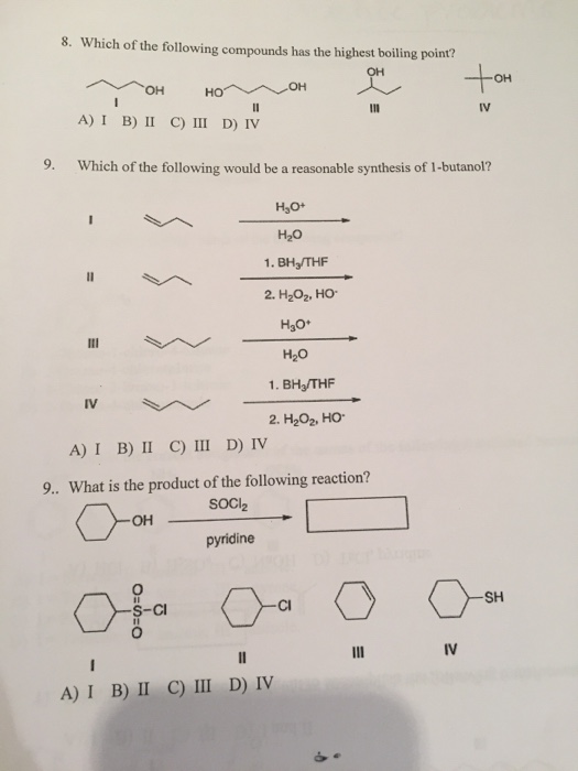 Solved Which Of The Following Compounds Has The Highest Chegg