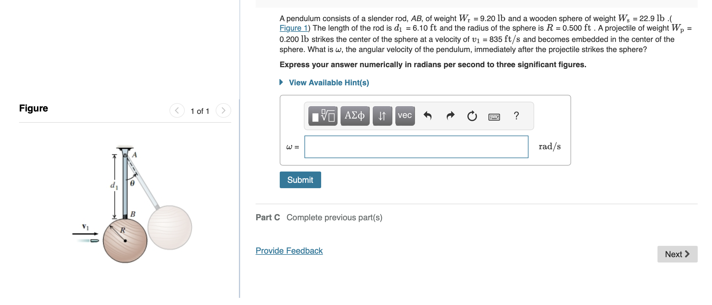 Solved A Pendulum Consists Of A Slender Rod AB Of Weight Chegg