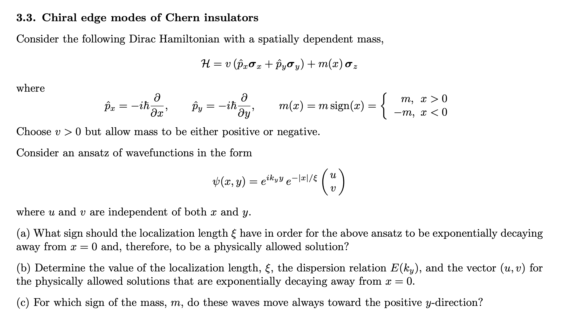 Solved Chiral Edge Modes Of Chern Insulators Consider Chegg