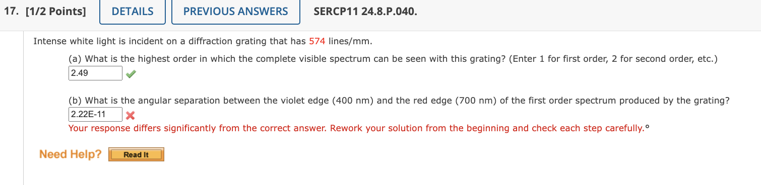 Solved 17 1 2 Points DETAILS PREVIOUS ANSWERS SERCP11 Chegg