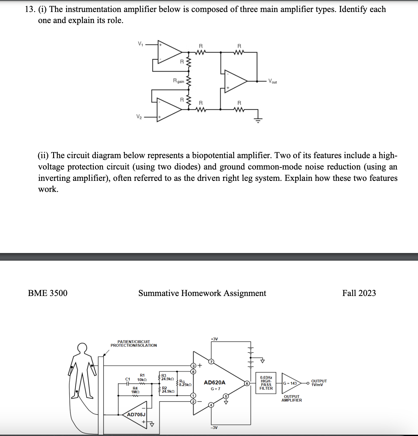 Solved I The Instrumentation Amplifier Below Is Chegg