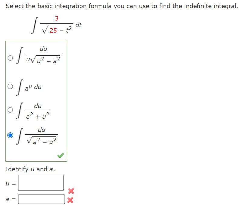 Solved Select The Basic Integration Formula You Can Use To Chegg