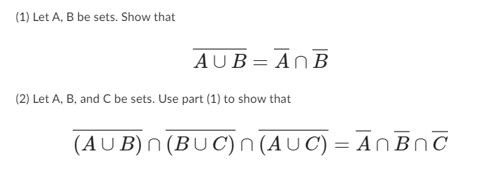 Solved 1 Let A B Be Sets Show That 2 Let A B And Chegg