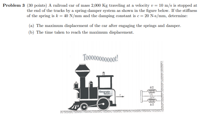 Solved Problem 3 30 Points A Railroad Car Of Mass 2 000 Kg Chegg