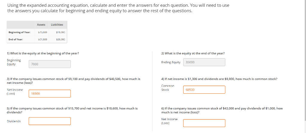 Solved Using The Expanded Accounting Equation Calculate And Chegg