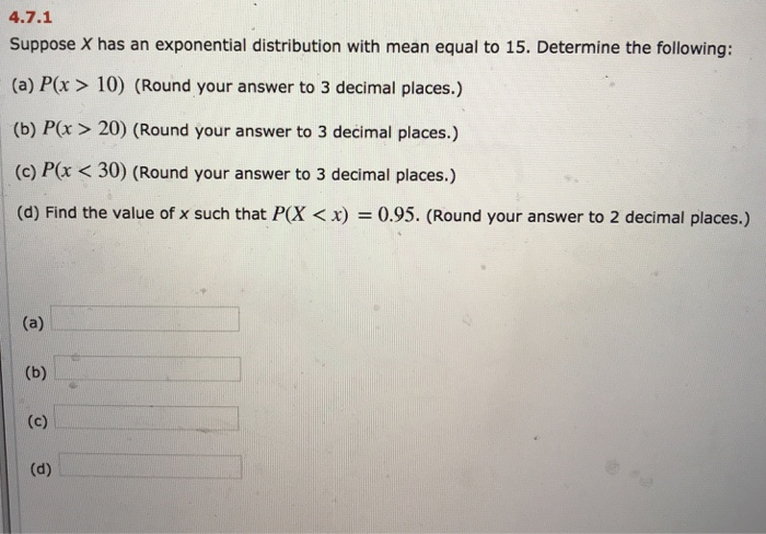 Solved Suppose X Has An Exponential Distribution With Mean Chegg