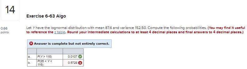 Solved Let Y Have The Lognormal Distribution With Mean 87 6 Chegg