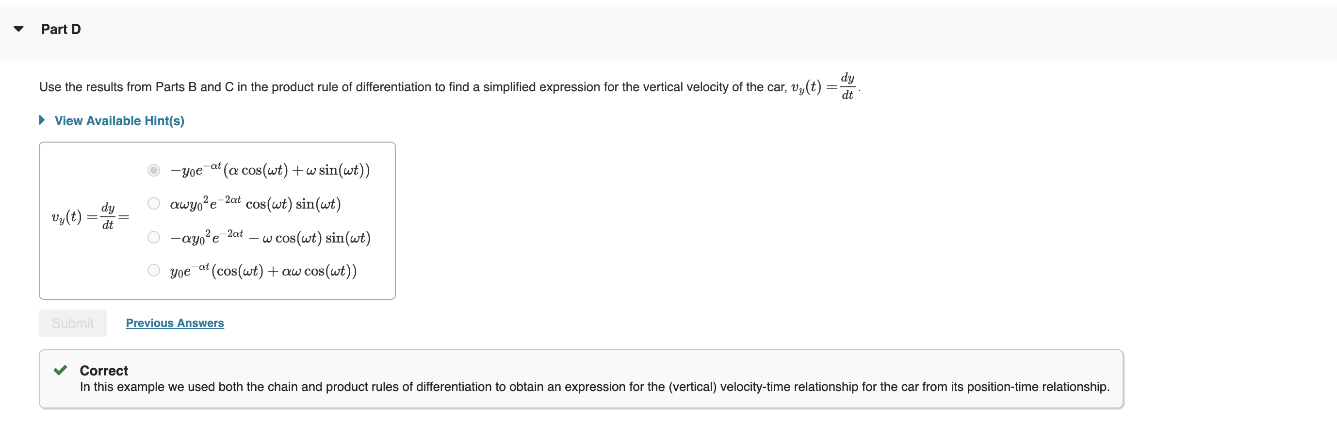 Solved Part D Use The Results From Parts B And C In The Chegg