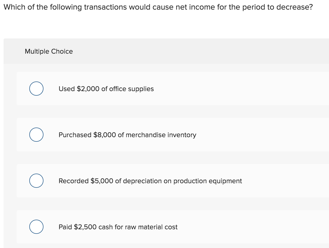 Solved Which Of The Following Transactions Would Cause Net Chegg