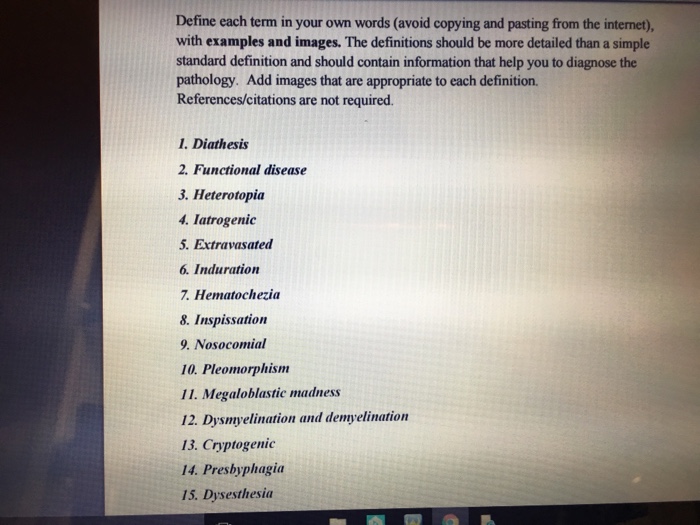 Solved Define Each Term In Your Own Words (avoid Copying