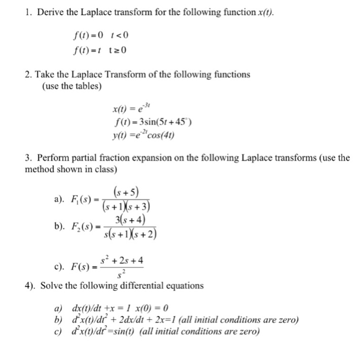 Solved 1 Derive The Laplace Transform For The Following Chegg