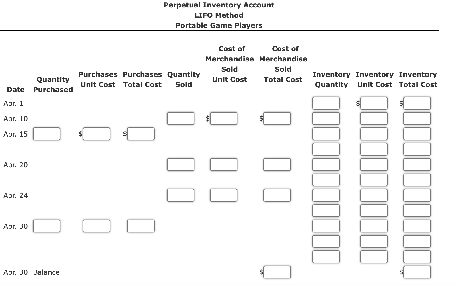 Solved Perpetual Inventory Using Lifo Beginning Inventory Chegg