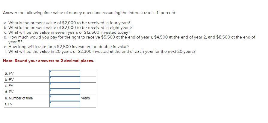 Solved Answer The Following Time Value Of Money Questions Chegg