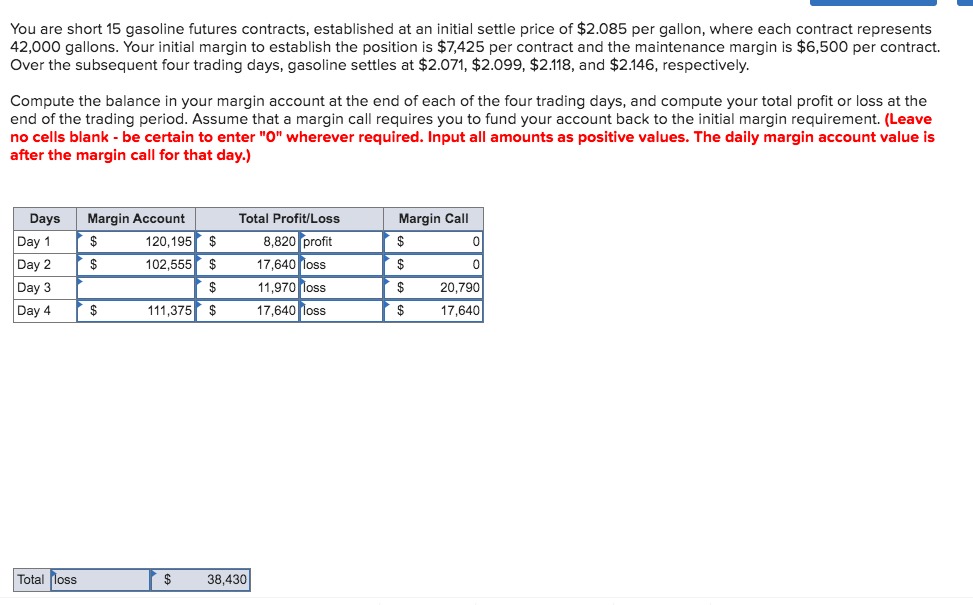 Solved You Are Short 15 Gasoline Futures Contracts Chegg