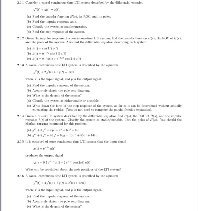 Solved 2 6 1 Consider A Causal Continuous Time LTI System Chegg