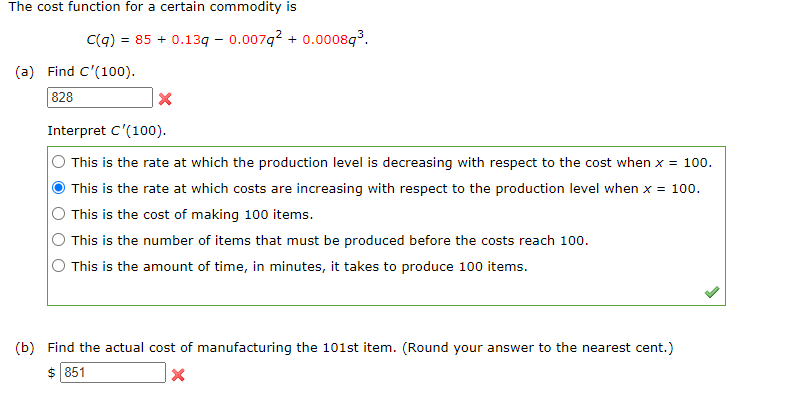 Solved The Cost Function For A Certain Commodity Is C Q Chegg