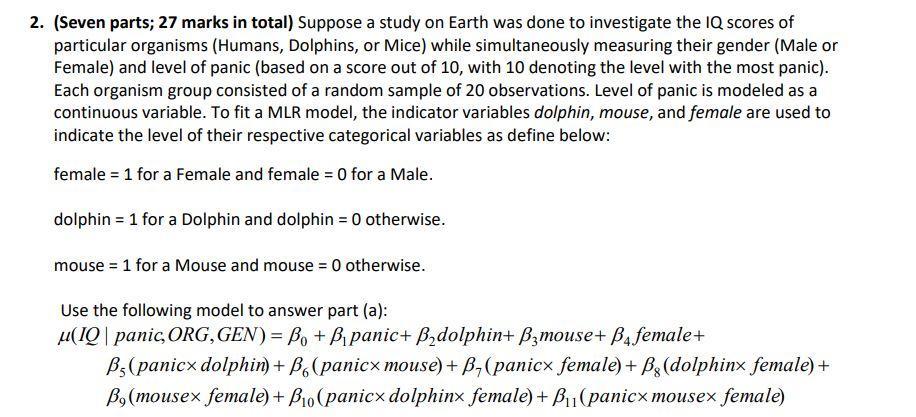 Seven Parts Marks In Total Suppose A Study Chegg