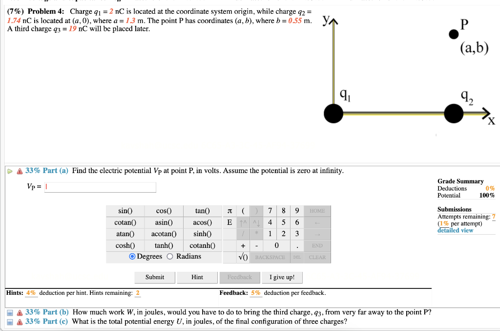 Solved 7 Problem 4 Charge Q1 2nC Is Located At The Chegg