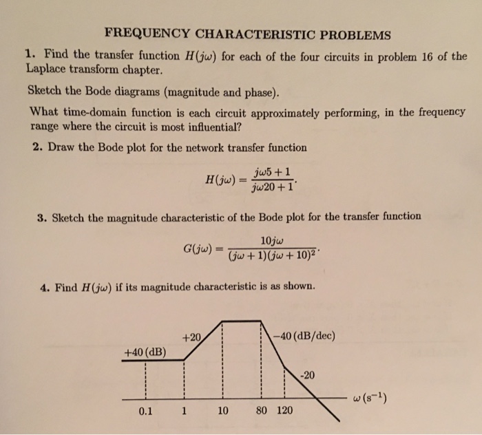 Solved Find The Transfer Function H J Omega For Each Of Chegg