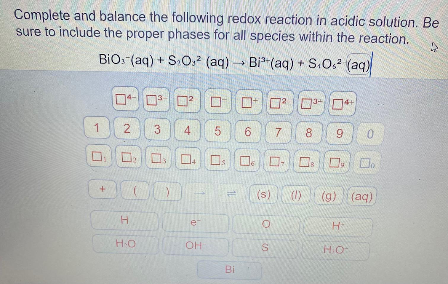 Solved Complete And Balance The Following Redox Reaction In Chegg