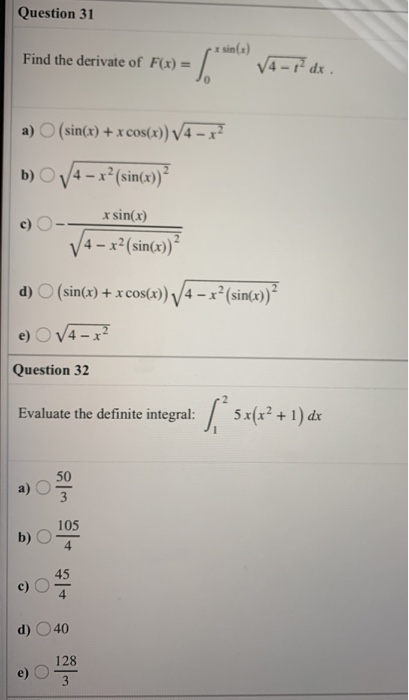 Solved Question 31 R Sin Find The Derivate Of F X A 0 Chegg