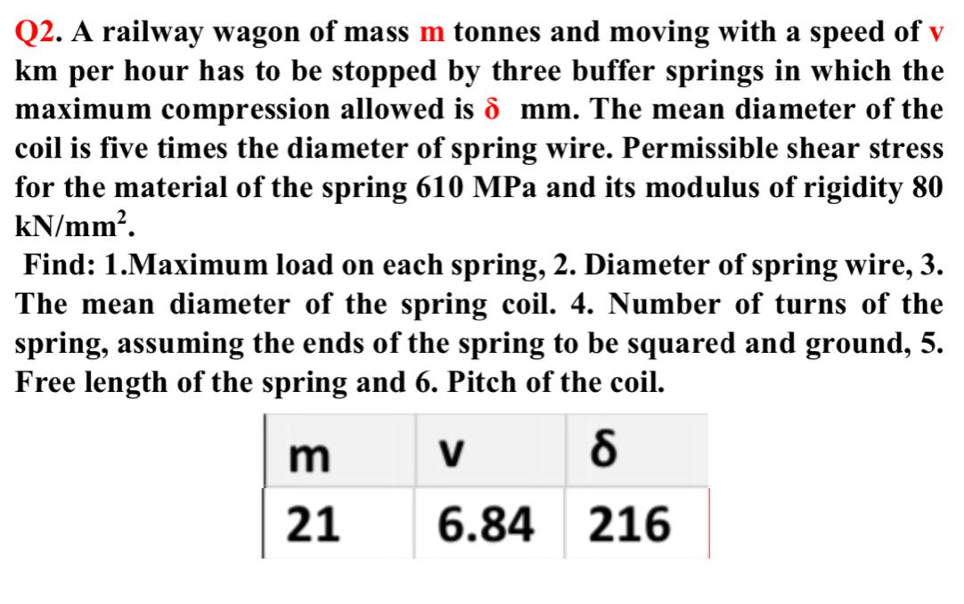 Solved Q A Railway Wagon Of Mass M Tonnes And Moving With Chegg