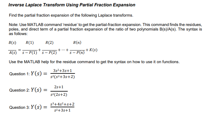 Solved Inverse Laplace Transform Using Partial Fraction Chegg