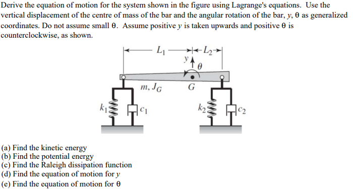 Solved Derive The Equation Of Motion For The System Shown In Chegg