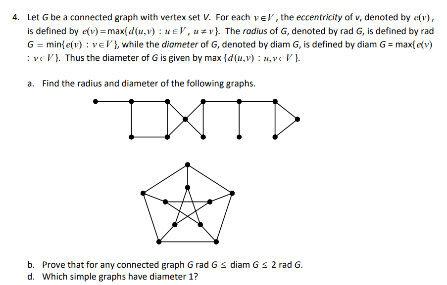 Solved Let G Be A Connected Graph With Vertex Set V For Chegg