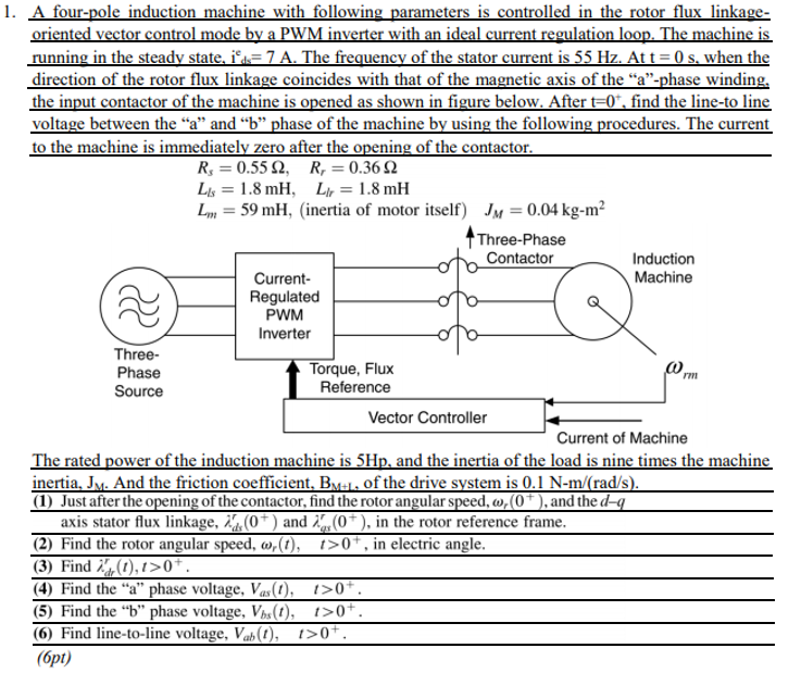 1 A Four Pole Induction Machine With Following Chegg