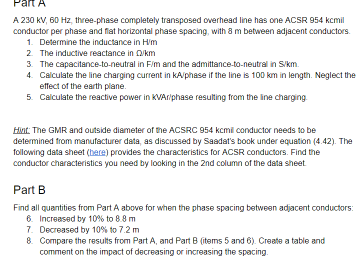 Part A A 230 KV 60 Hz Three Phase Completely Chegg