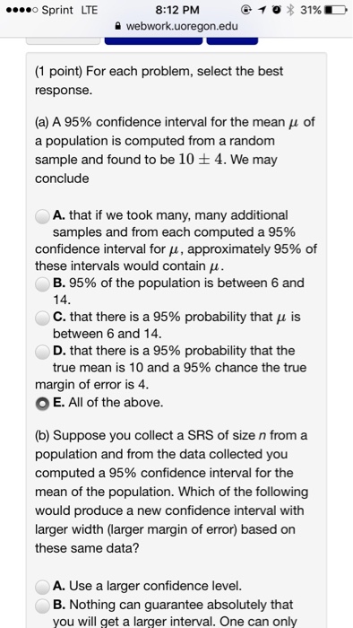 Solved Sprint Lte D Pm Webwork Uoregon Edu Chegg