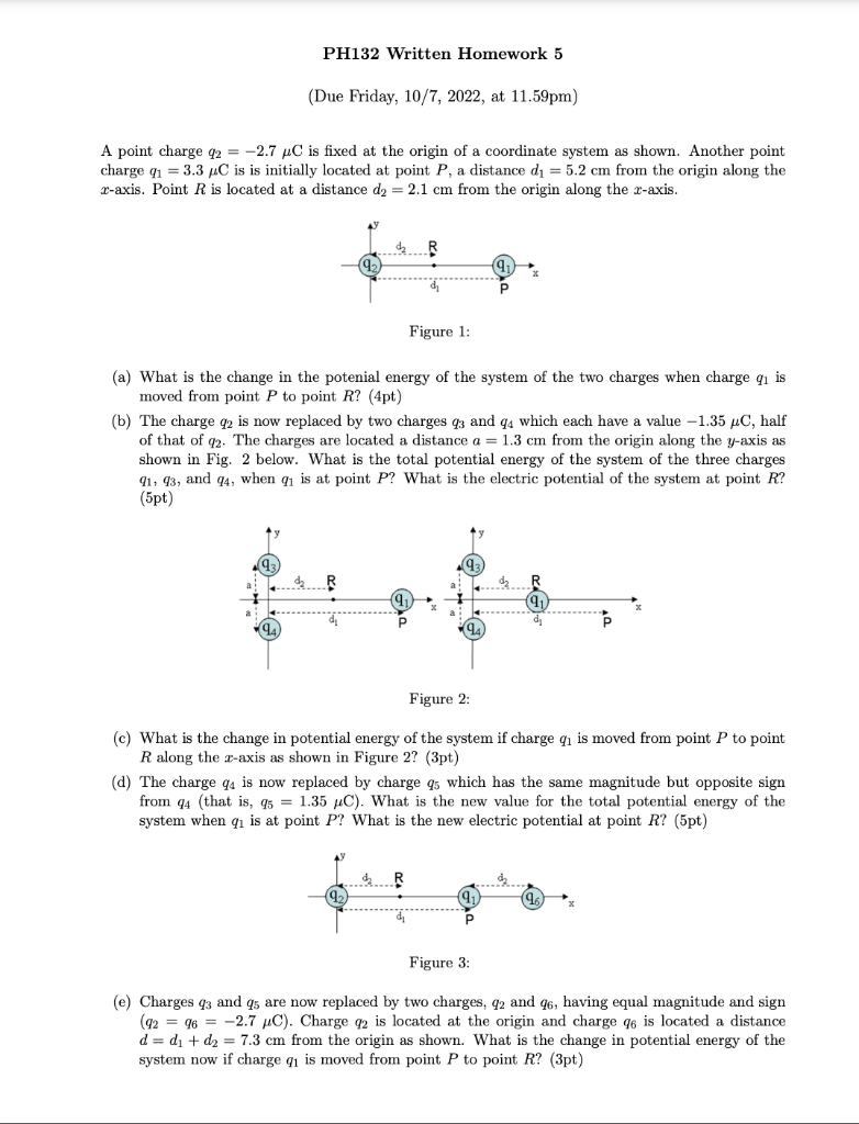 Solved A point charge q2 2 7μC is fixed at the origin of a Chegg