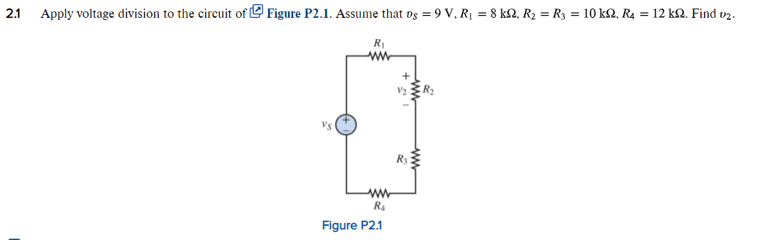 Solved Apply Voltage Division To The Circuit Of Figure Chegg