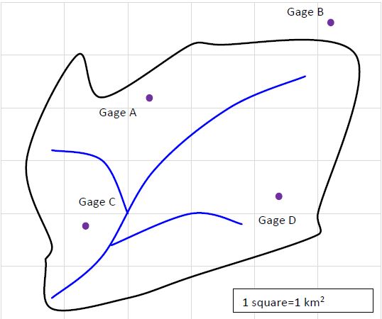 Solved A Catchment Area Has Four Rain Gauges As Shown In Chegg