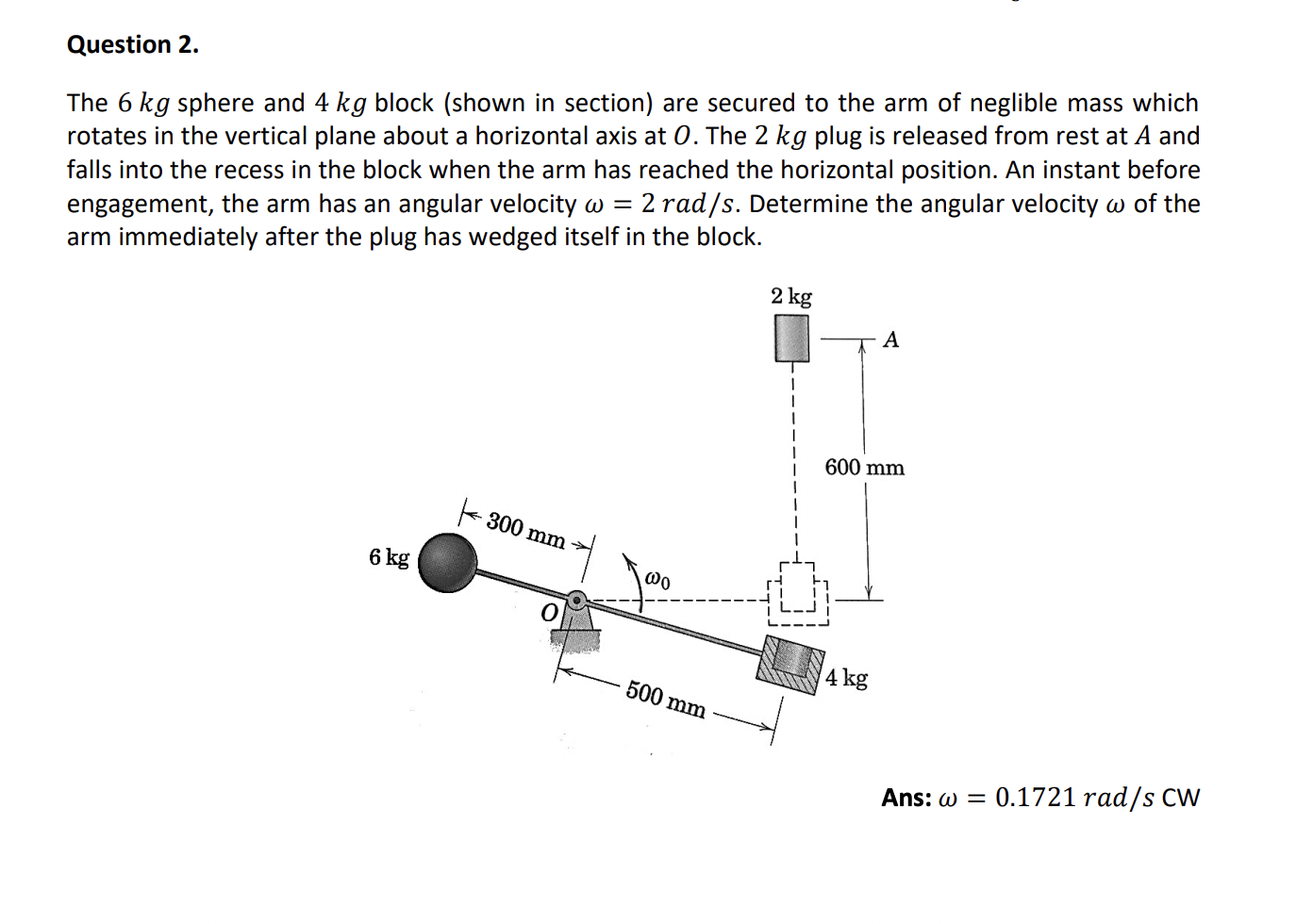 Solved Question The Kg Sphere And Kg Block Shown In Chegg