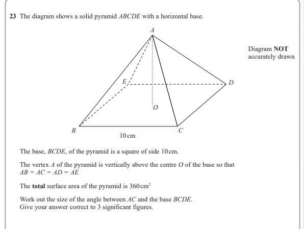 Solved 23 The Diagram Shows A Solid Pyramid ABCDE With A Chegg