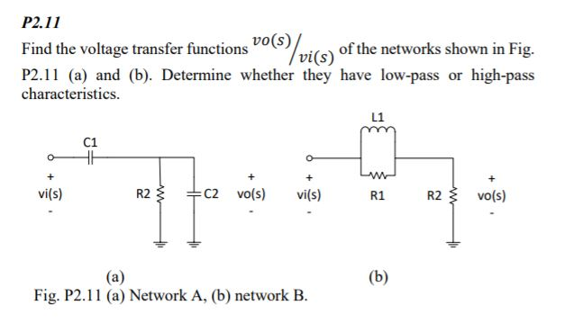 Solved P Find The Voltage Transfer Functions Ps Transfer Chegg