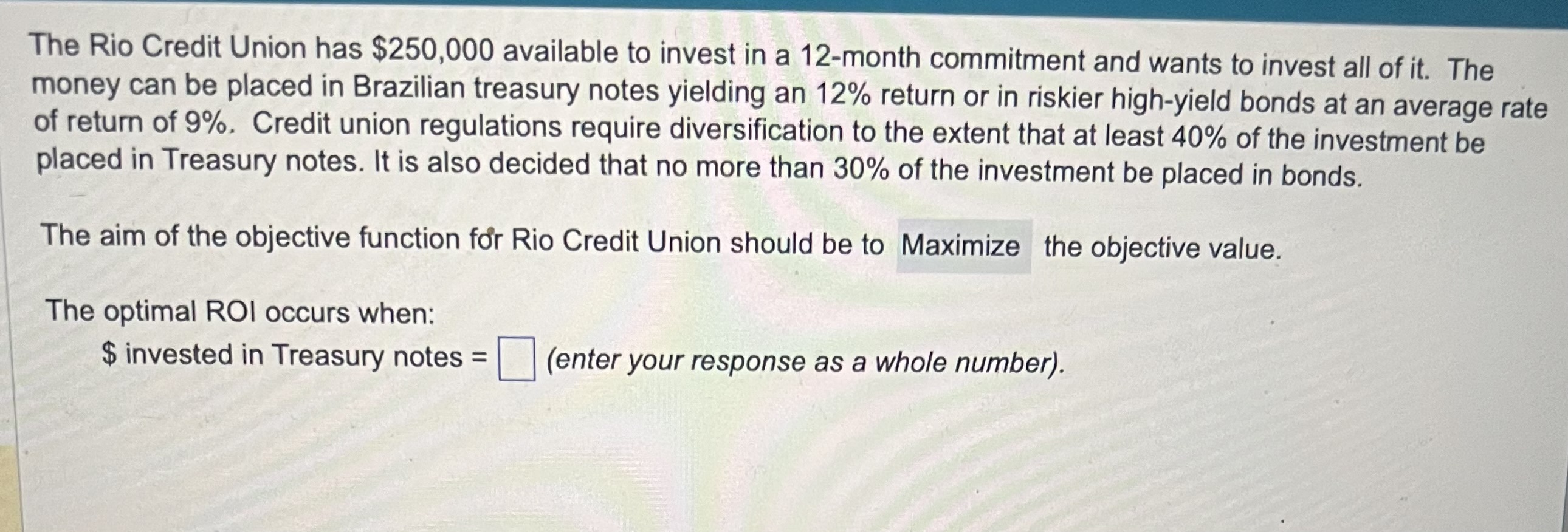 Solved The Rio Credit Union Has Available To Invest Chegg