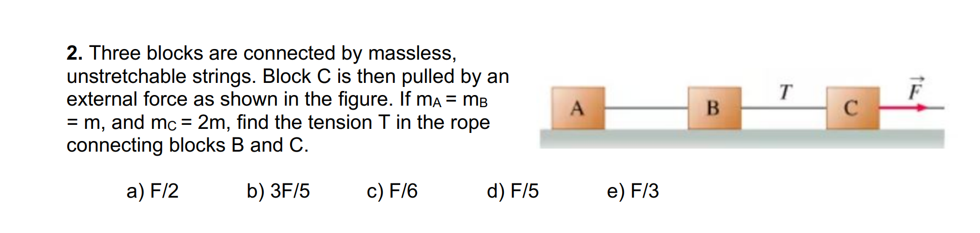 Solved 2 Three Blocks Are Connected By Massless Chegg