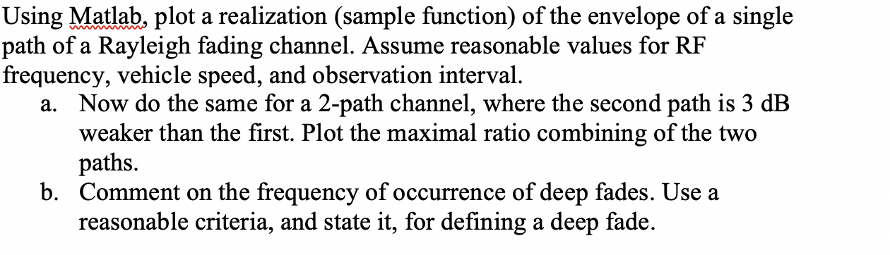 Using Matlab Plot A Realization Sample Function Of Chegg