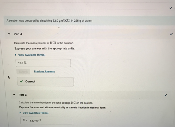 Solved A Solution Was Prepared By Dissolving 32 0 G Of KCl Chegg