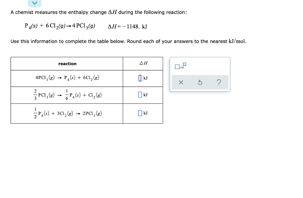 Solved A Chemist Measures The Enthalpy Change AH During The Chegg