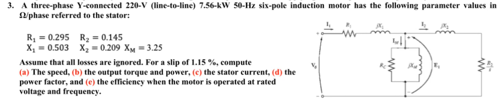 Solved A Three Phase Y Connected 220 V Line To Line Chegg