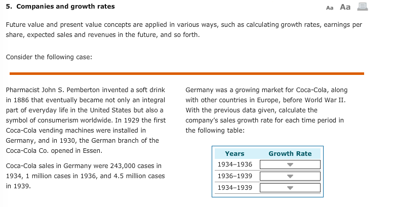 Solved Companies And Growth Rates Aa Aa Future Value And Chegg