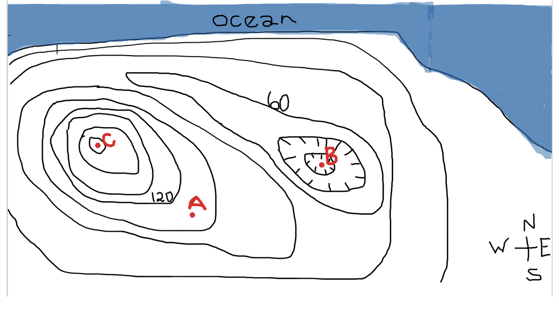 Solved Using The Topographic Map Below What Is The Contour Chegg