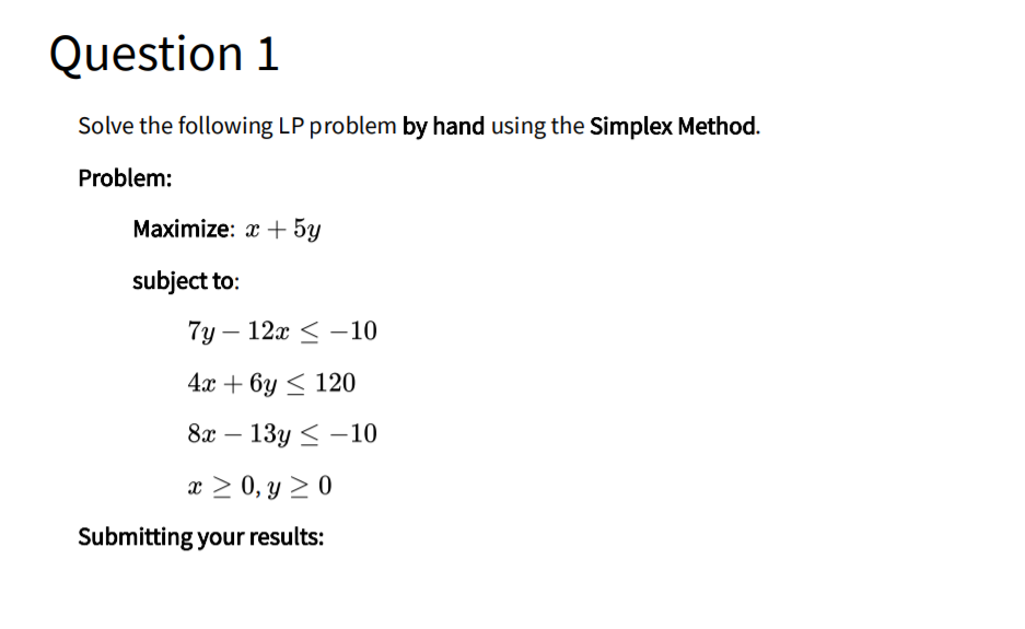 Solved Question Solve The Following Lp Problem By Hand Chegg